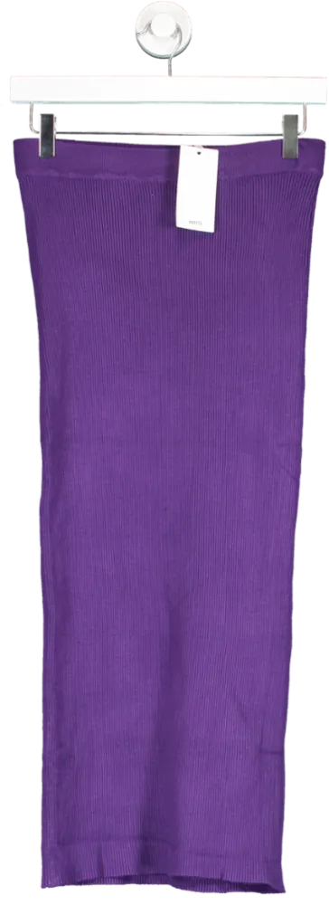 MANGO Purple Ribbed Viscose Blend Midi Skirt BNWT UK M