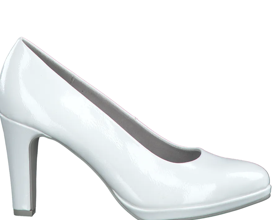 Marco Tozzi Ladies High Heel White Patent Court Shoe 22412-20 123