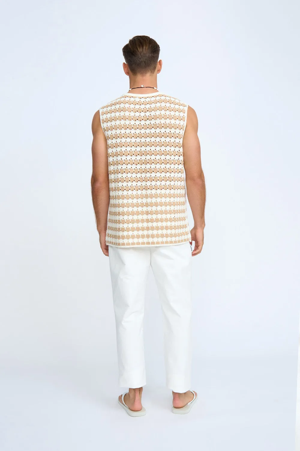 Mario Stripe Knit Muscle Tee | Final Sale - Ivory Sand