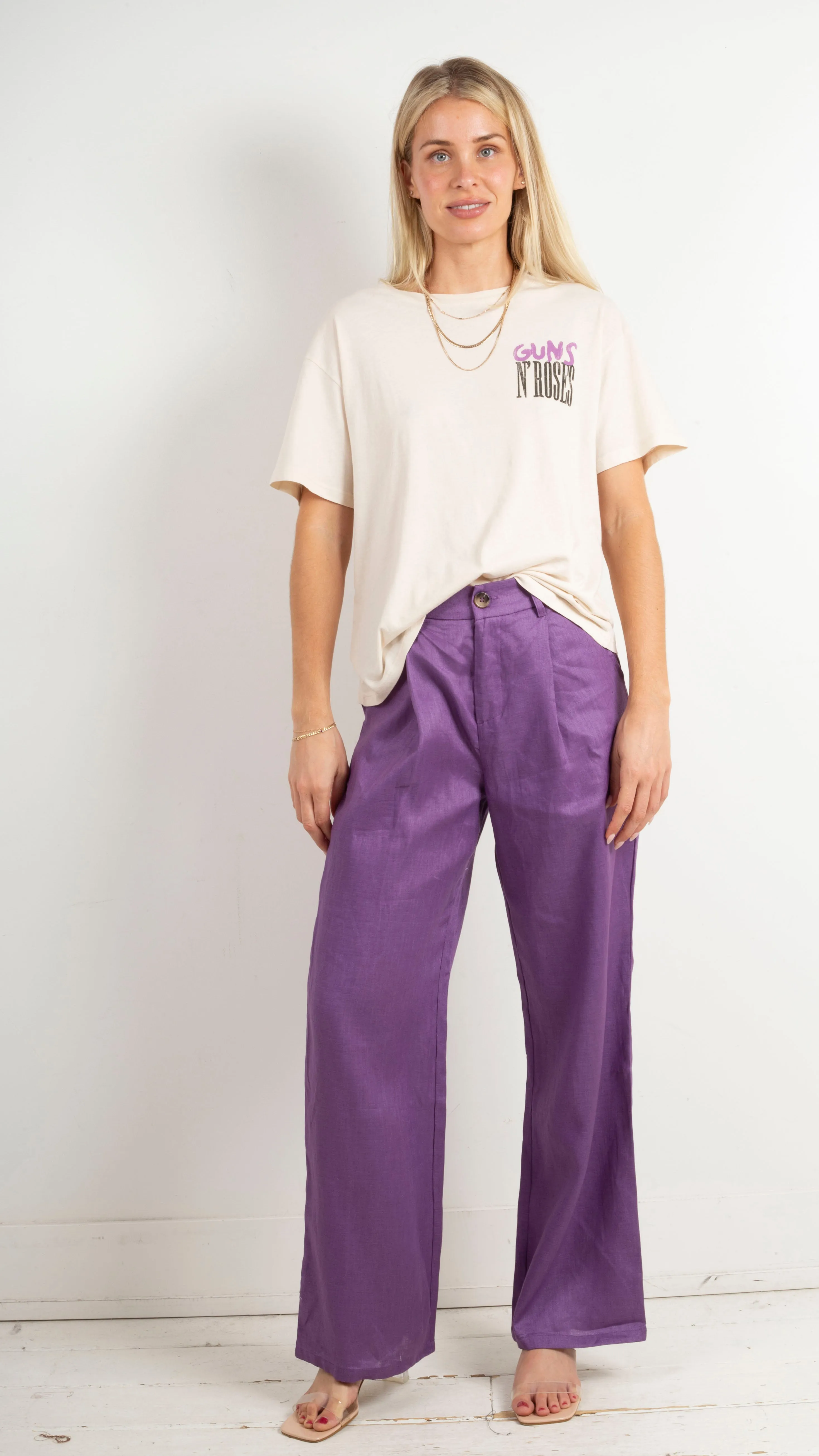 Marni Linen Pleated Pants - Purple