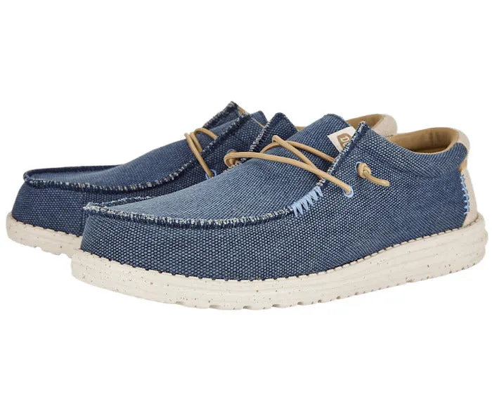 Mens Hey Dude Navy Canvas Summer Shoes Laced Wally Coastline Jute sale