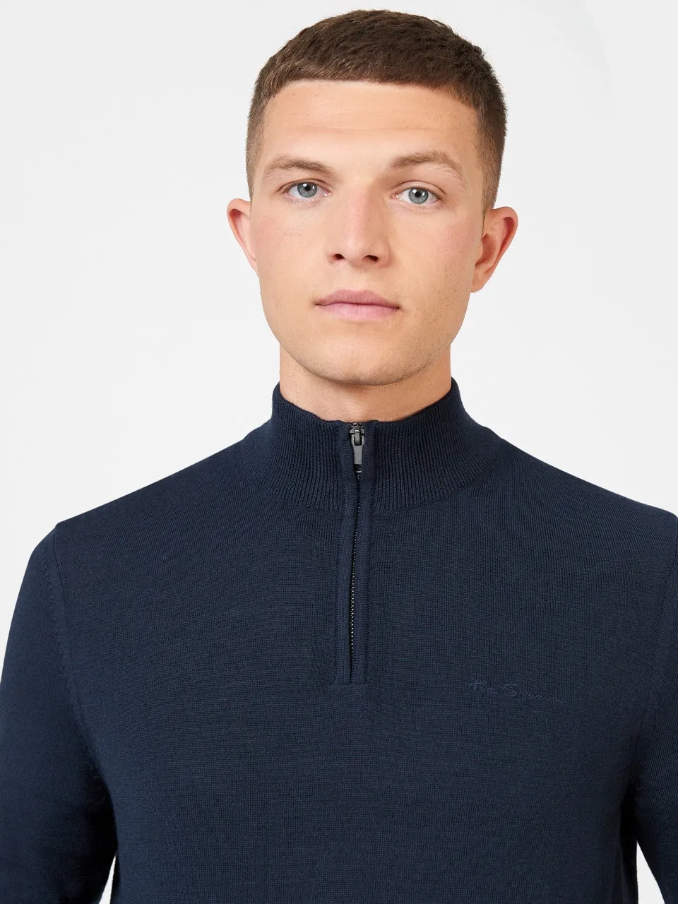 Merino Knit Half-Zip Sweater - Dark Navy