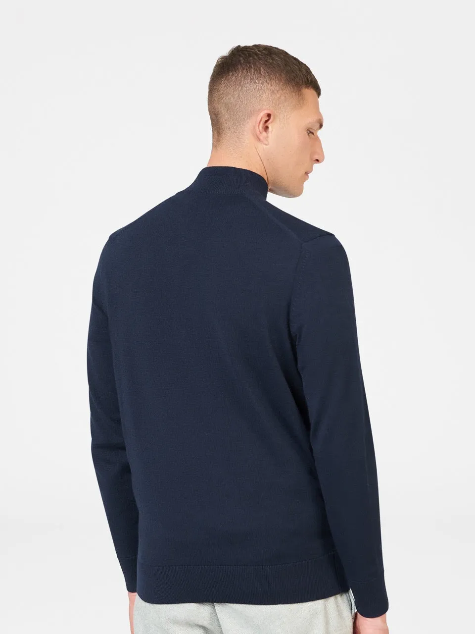 Merino Knit Half-Zip Sweater - Dark Navy