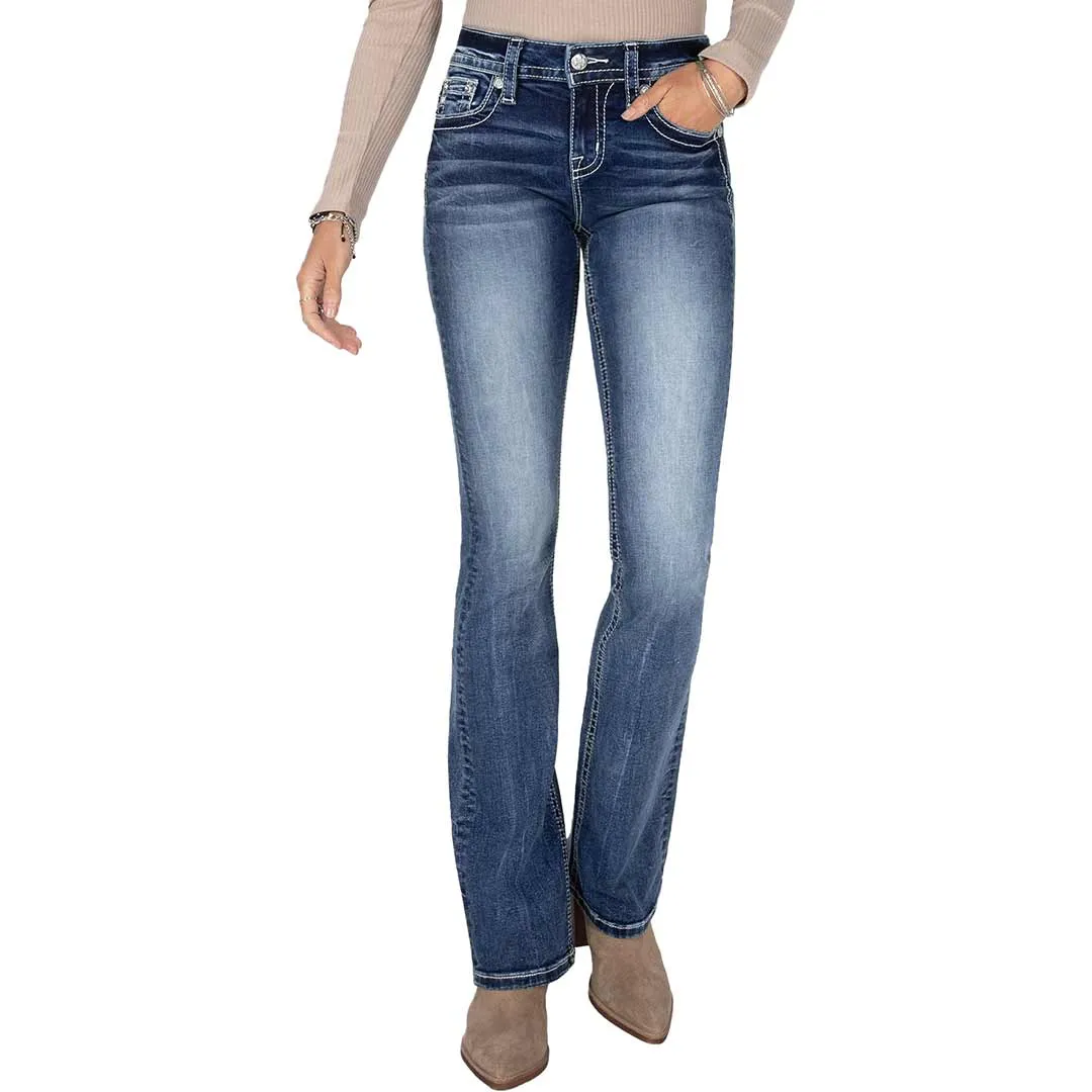 Miss Me Women's Natural Feather Wings Bootcut Jeans