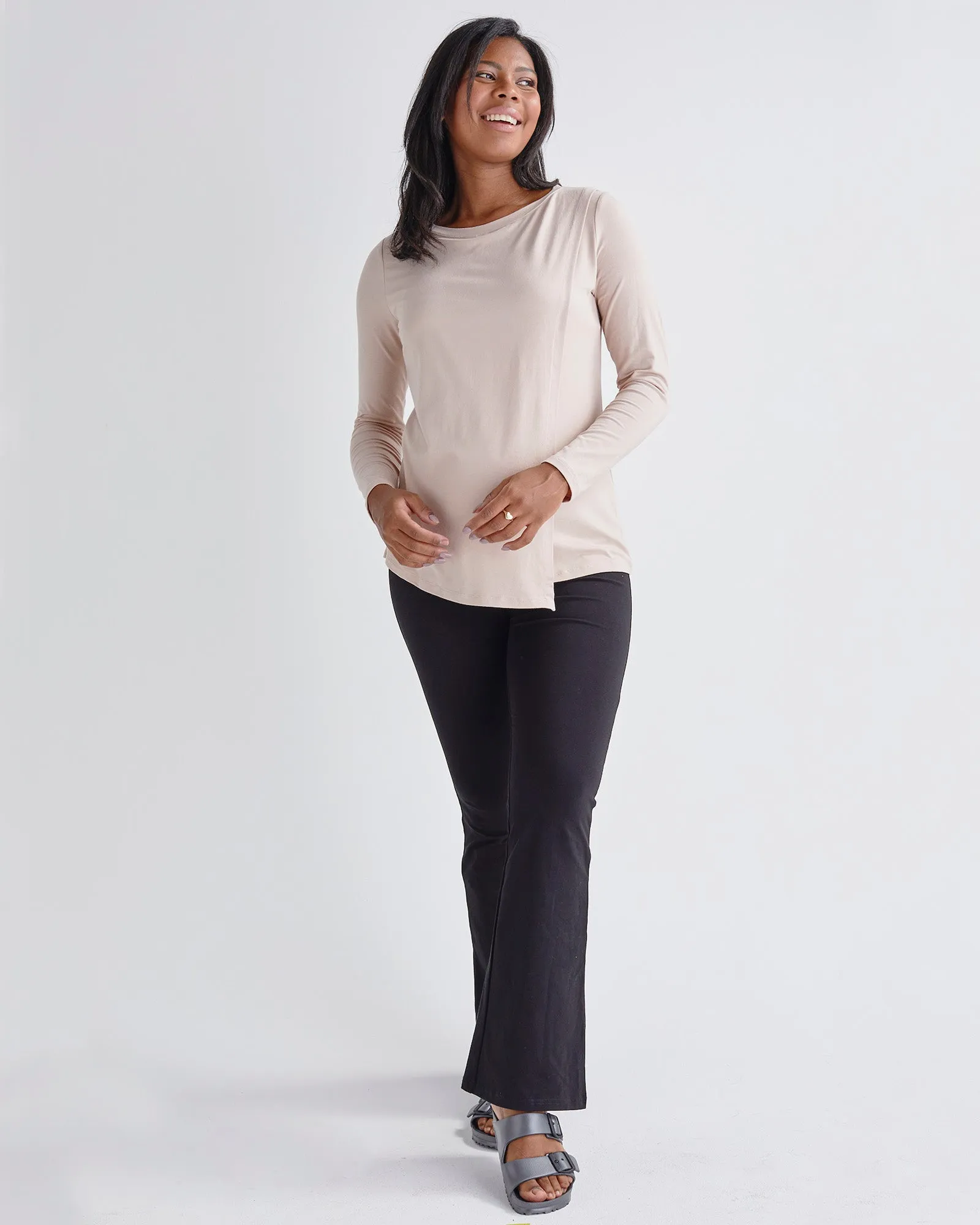 Monique Long Sleeve  Nursing Petal Top - Blush Pink