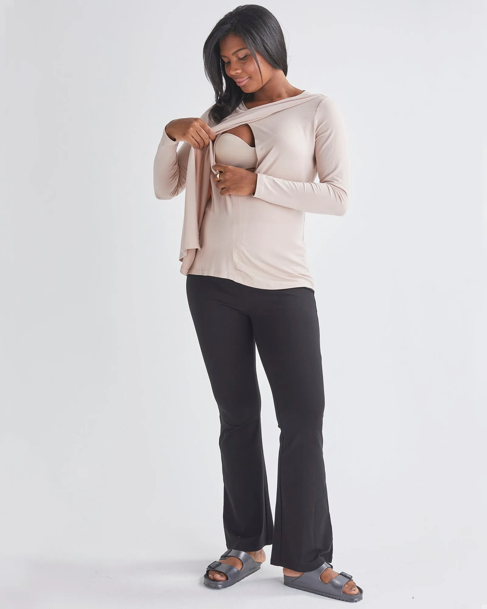 Monique Long Sleeve  Nursing Petal Top - Blush Pink