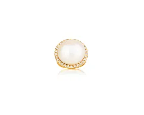 Natural Pearl Diamond Ring