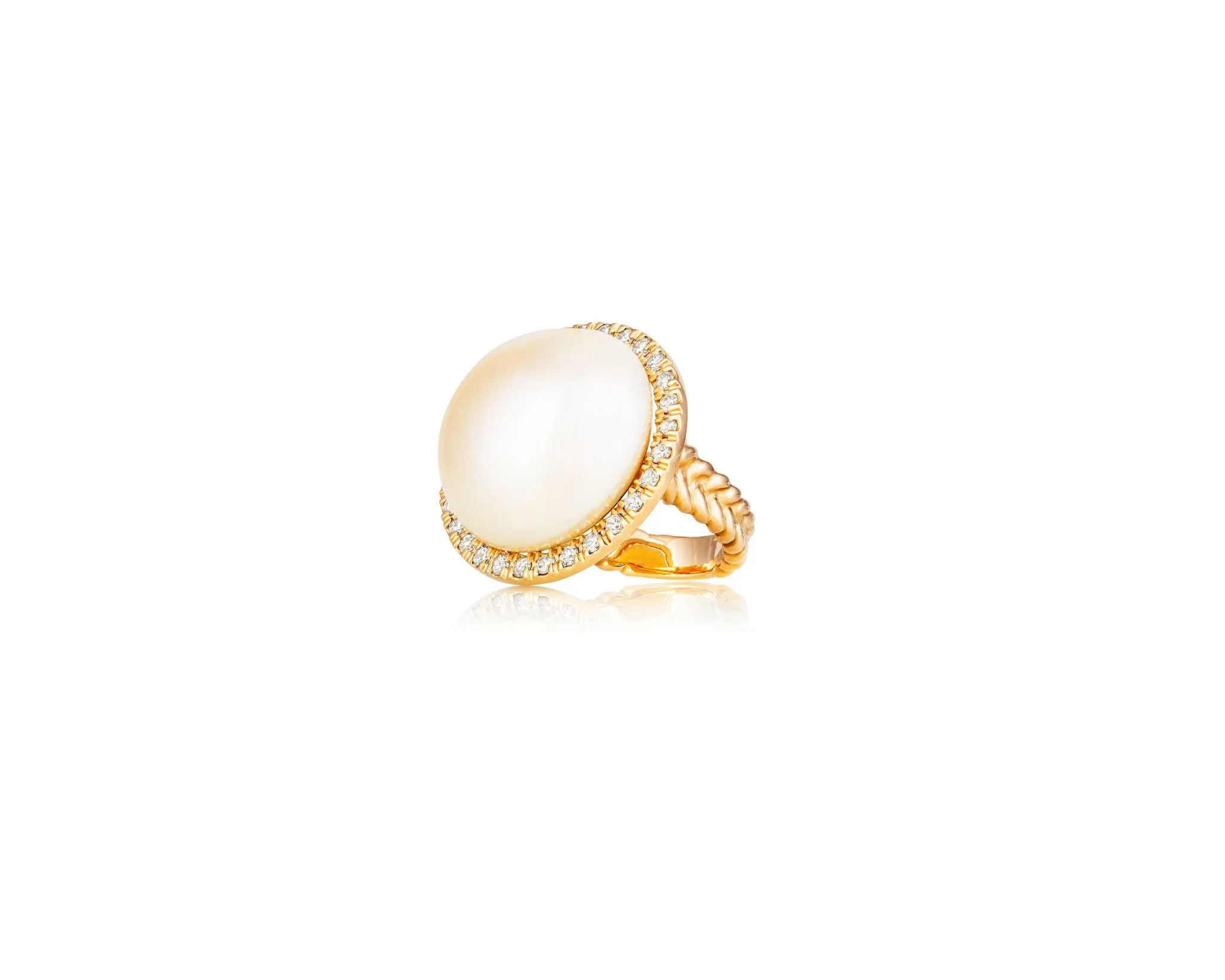 Natural Pearl Diamond Ring