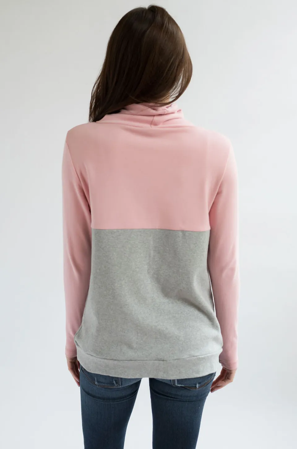 Nursing Sweatshirt Pullover - Colorblock Pink/Gray