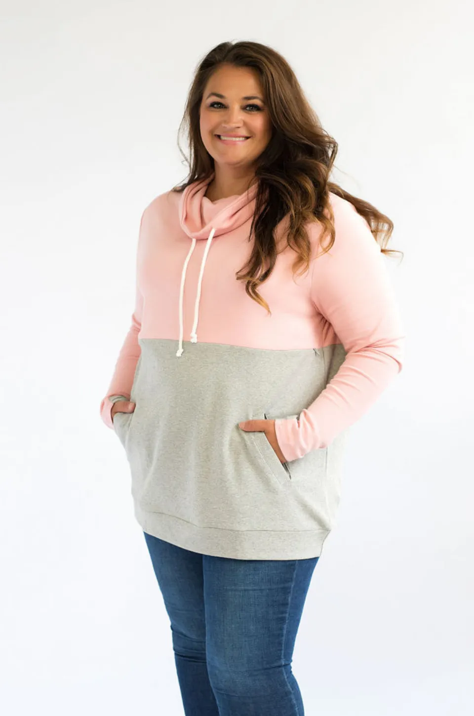 Nursing Sweatshirt Pullover - Colorblock Pink/Gray