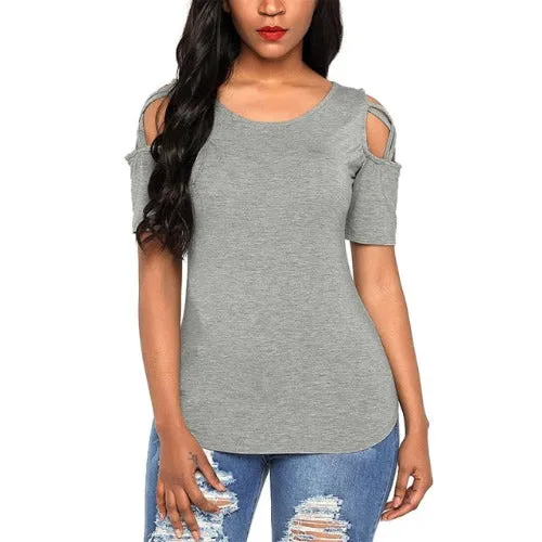 Off Shoulder Blouse Top - Grey