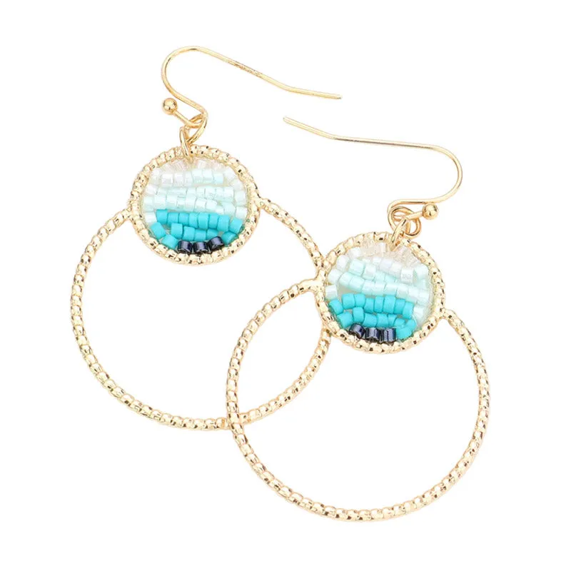 Open Metal Circle Beads Embellished Dangle Earrings