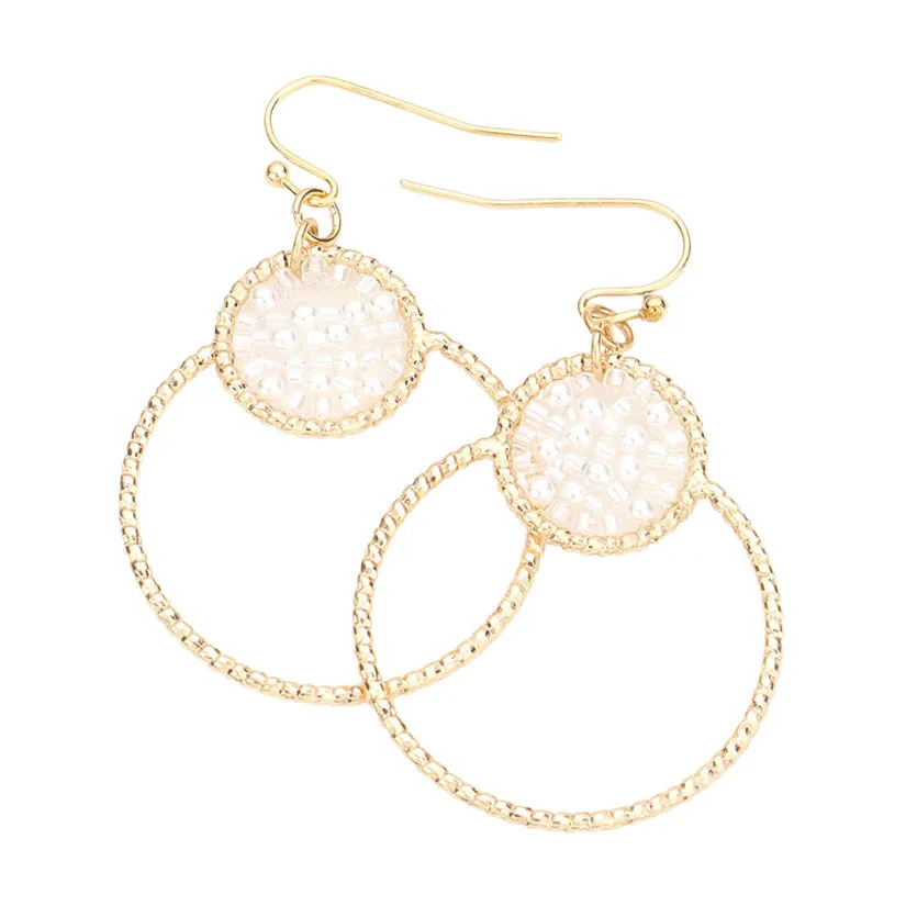 Open Metal Circle Beads Embellished Dangle Earrings