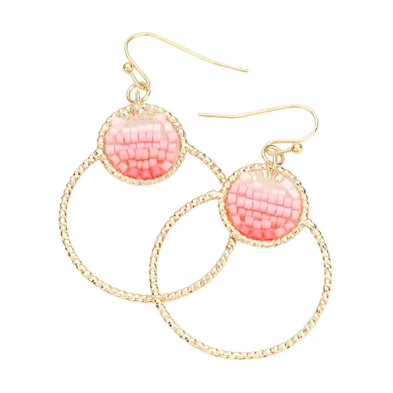 Open Metal Circle Beads Embellished Dangle Earrings