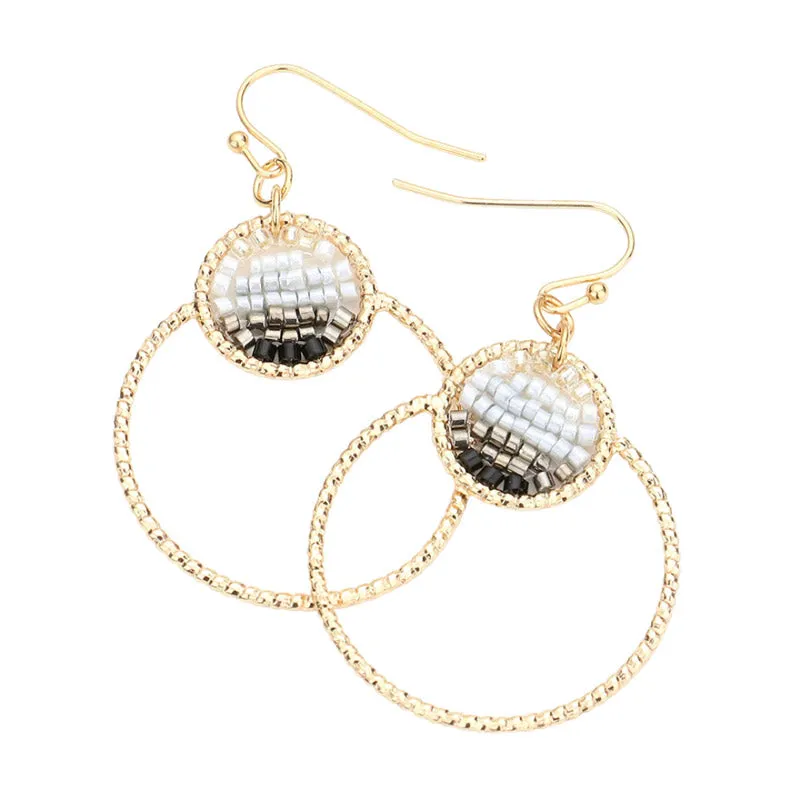 Open Metal Circle Beads Embellished Dangle Earrings