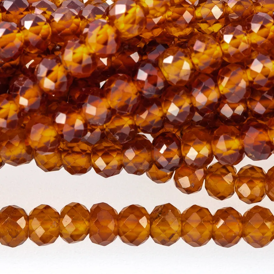 Orange Garnet 3mm Rondelle Faceted A Grade - 15-16 Inch