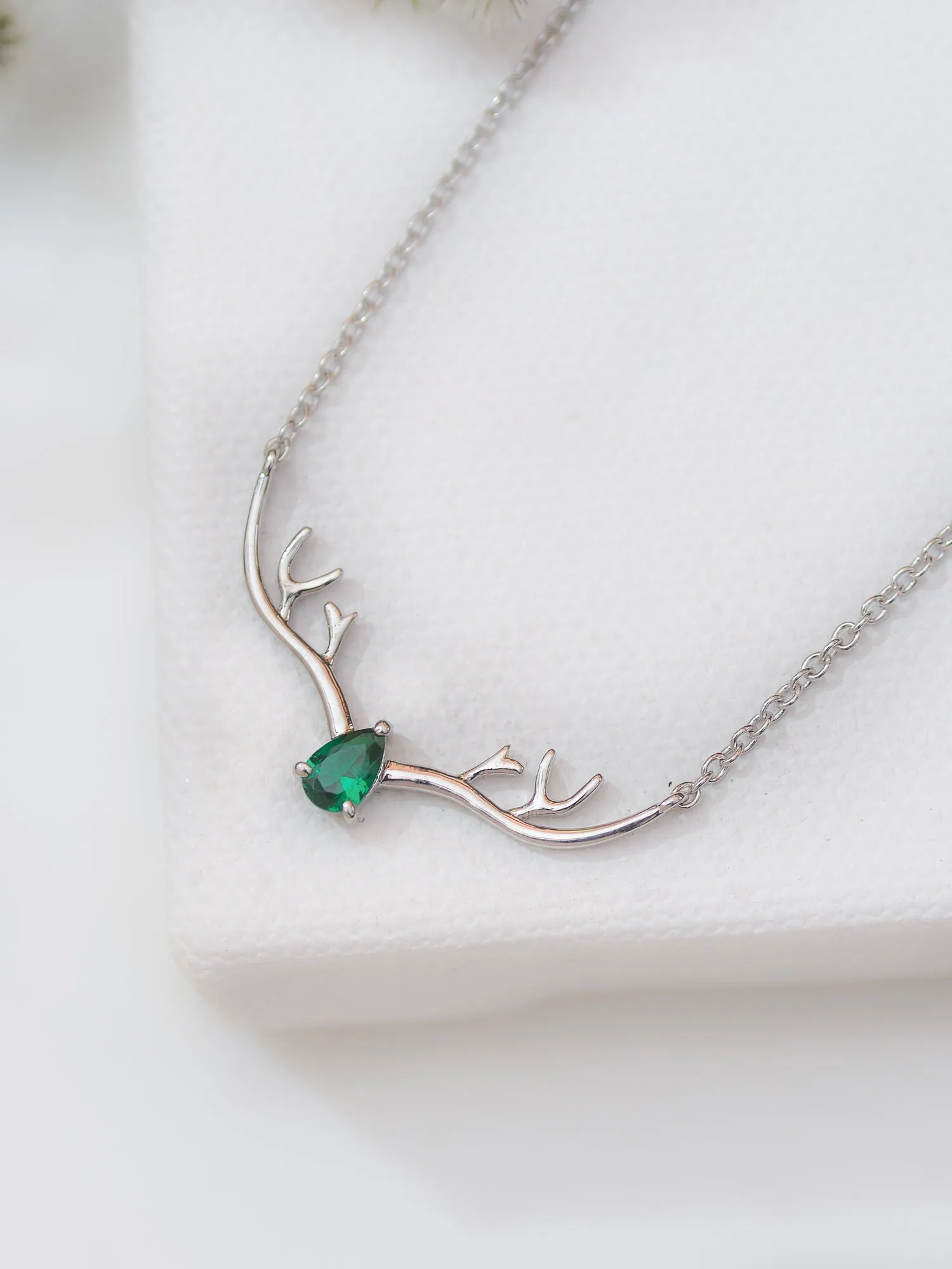 Ornate Jewels Emerald Deer Necklace For Women