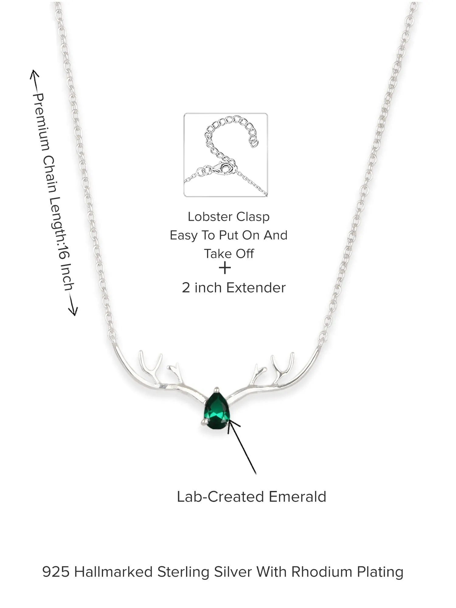 Ornate Jewels Emerald Deer Necklace For Women