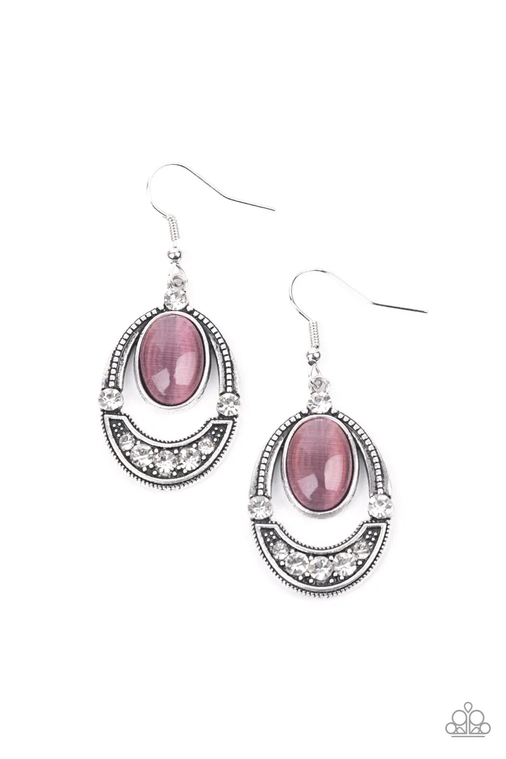 Paparazzi Earring ~ Serene Shimmer - Purple Cat's Eye Earring