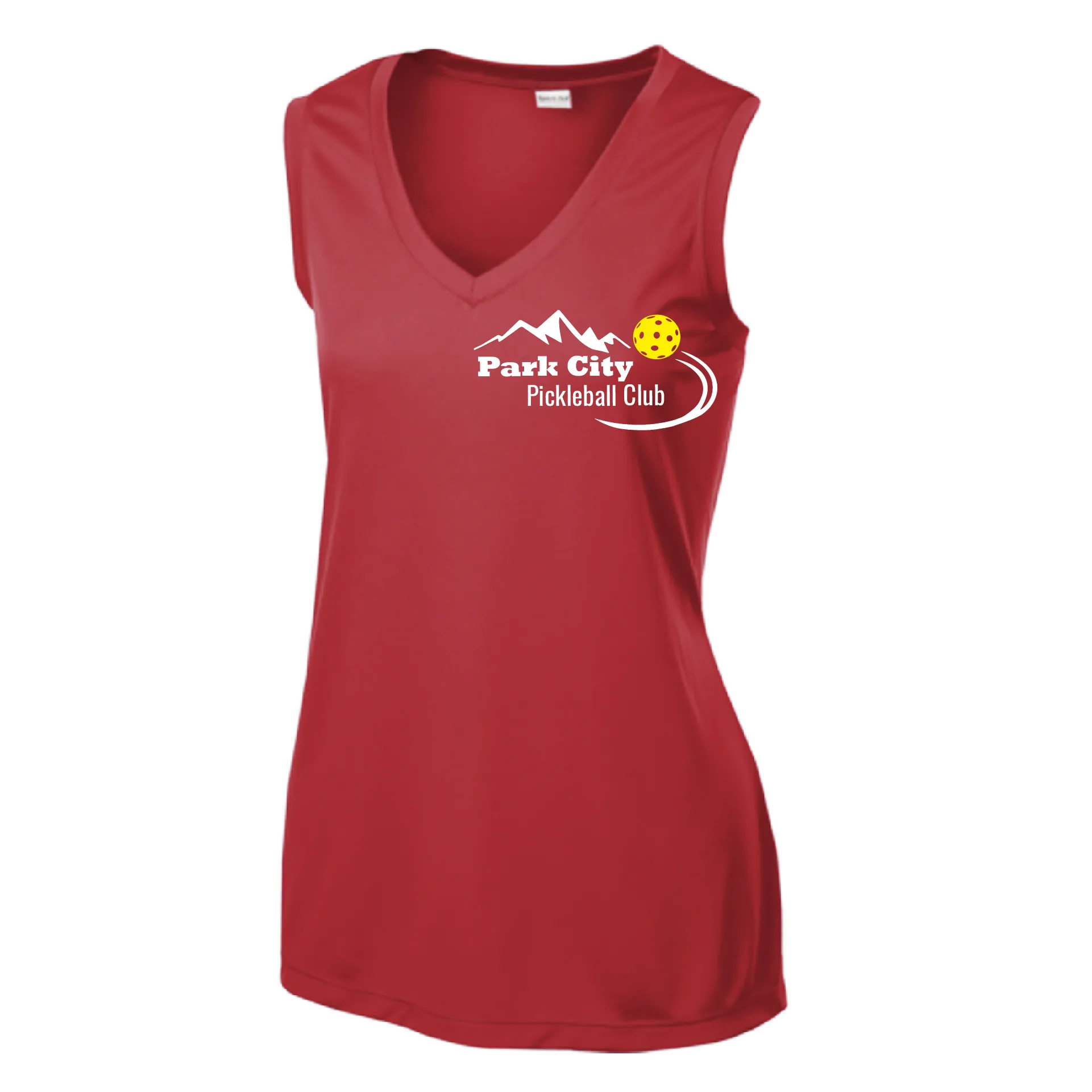 Park City Pickleball Club (White Words) Customizable | Women’s Sleeveless Athletic Shirt | 100% Polyester