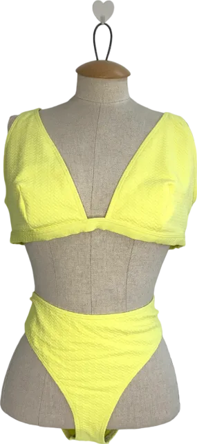 Peek & Beau Yellow Plus Size Textured Bikini UK 16