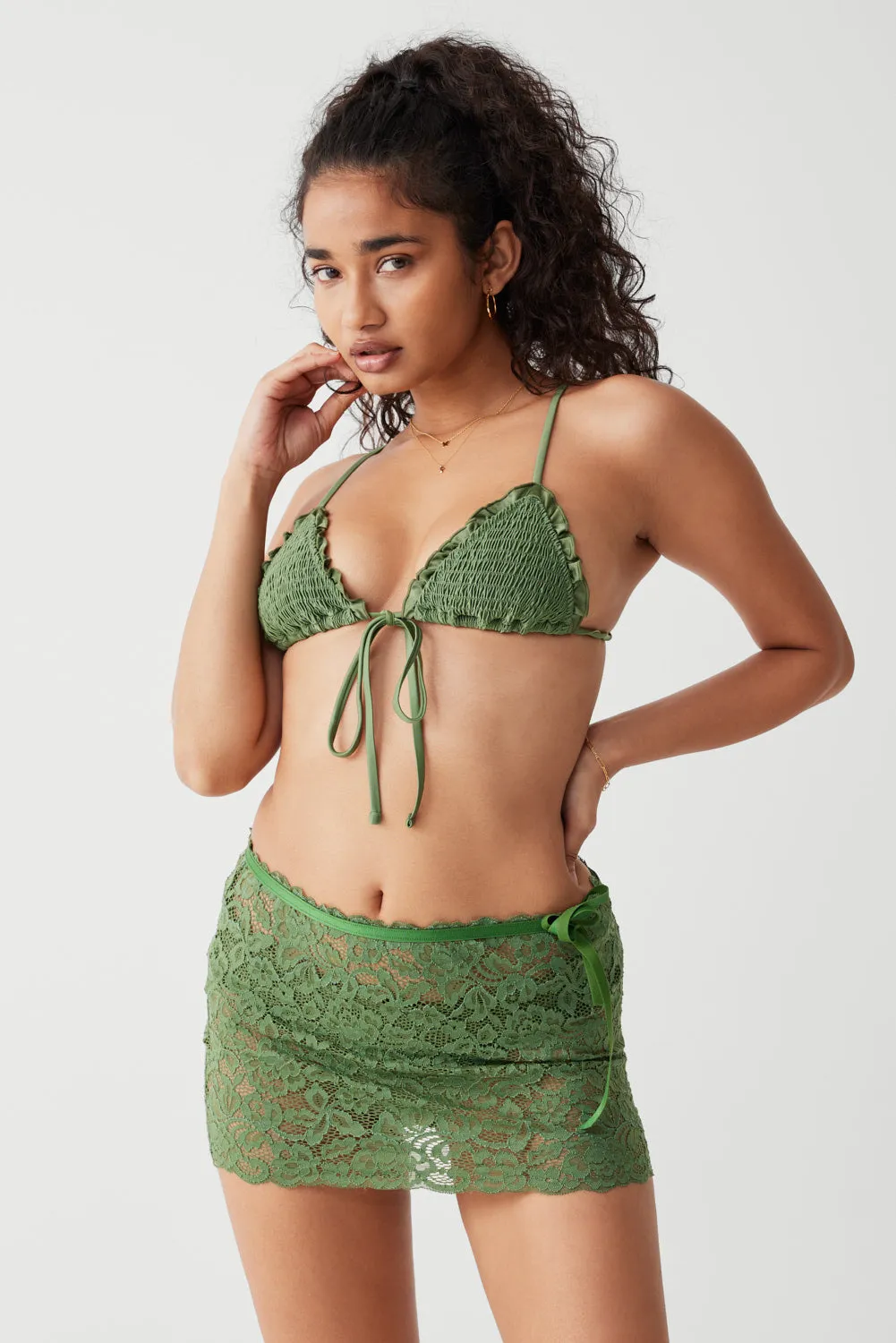 Penny Shine Triangle Bikini Top - Sea Moss