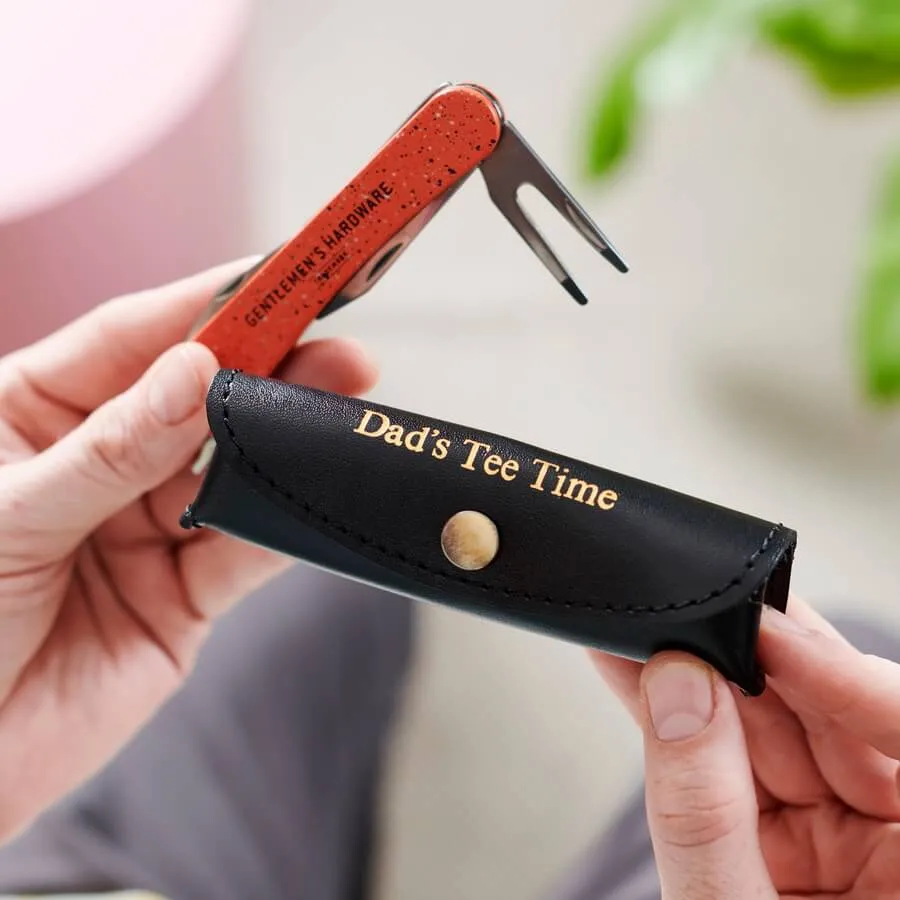 Personalised Leather Holder and Golf Tool