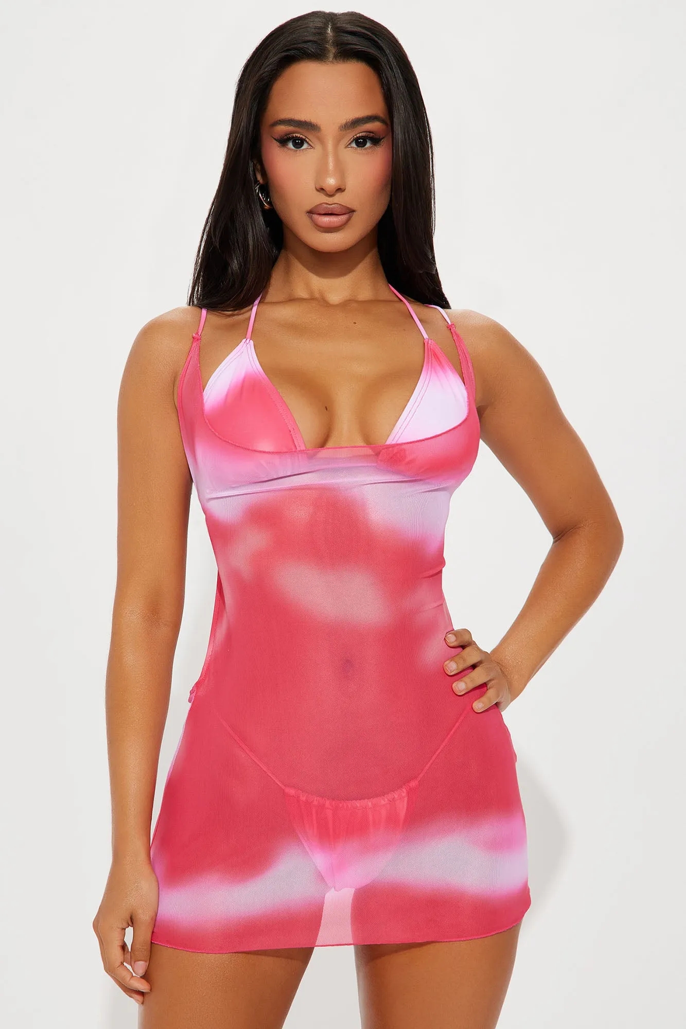 Pia 3 Piece Bikini Set - Pink/combo