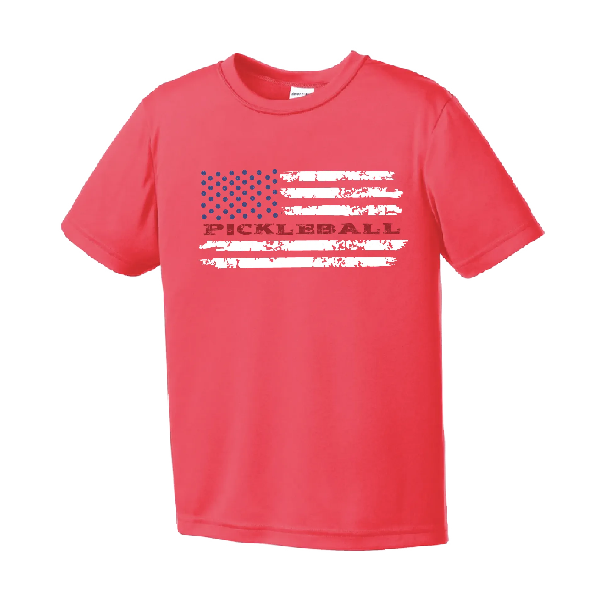 Pickleball Flag (Horizontal) | Youth Short Sleeve Athletic Shirt | 100% Polyester