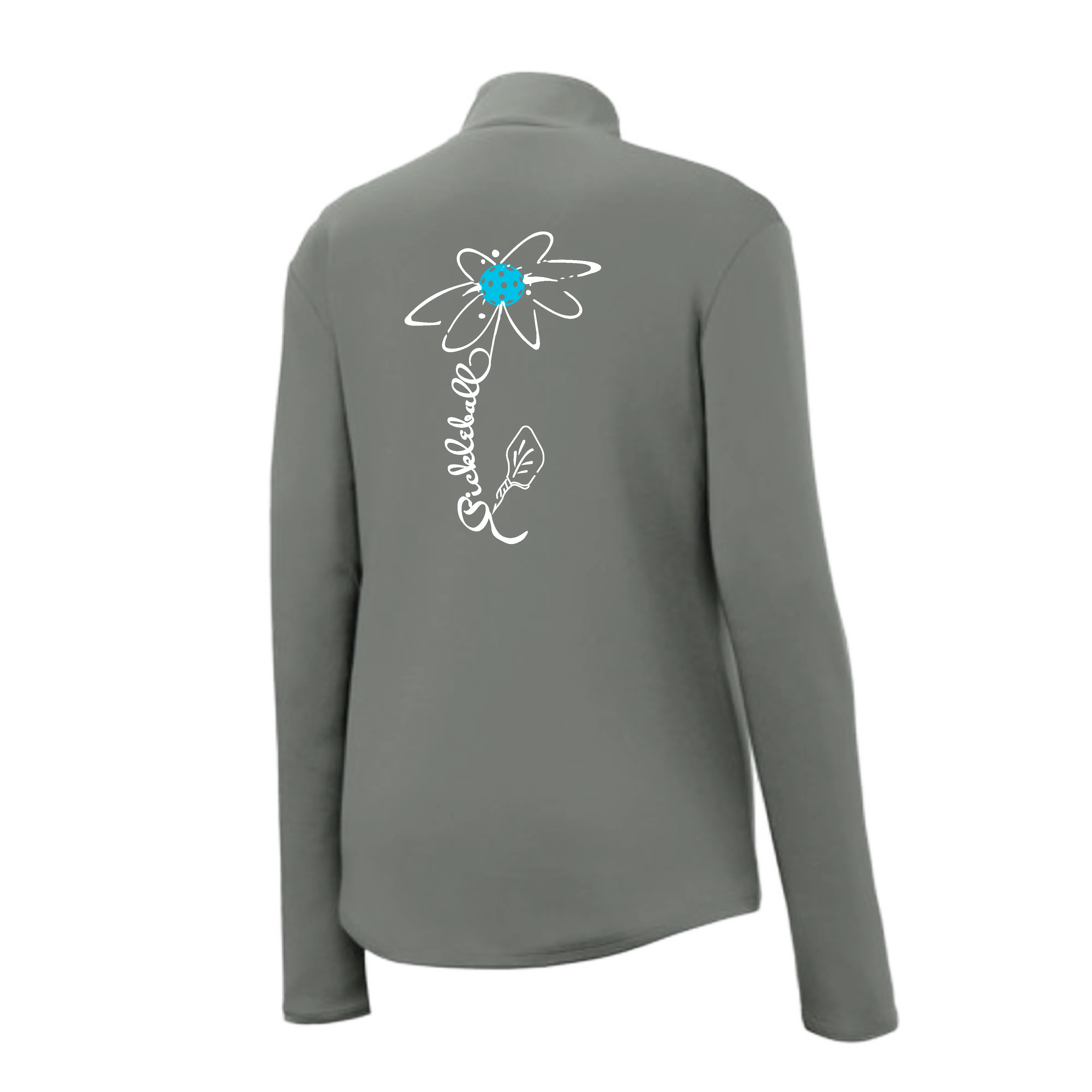 Pickleball Flower (Yellow, Cyan or Green) | Women’s 1/4 Zip Athletic Shirt | 100% Polyester