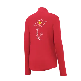 Pickleball Flower (Yellow, Cyan or Green) | Women’s 1/4 Zip Athletic Shirt | 100% Polyester