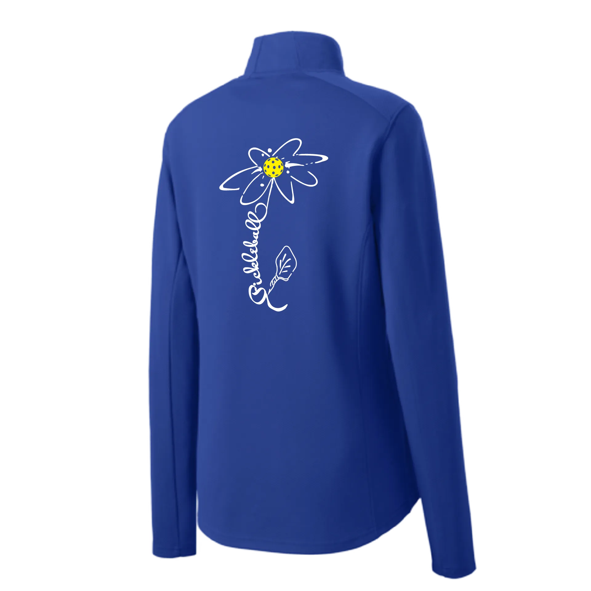 Pickleball Flower (Yellow, Cyan or Green) | Women’s 1/4 Zip Athletic Shirt | 100% Polyester