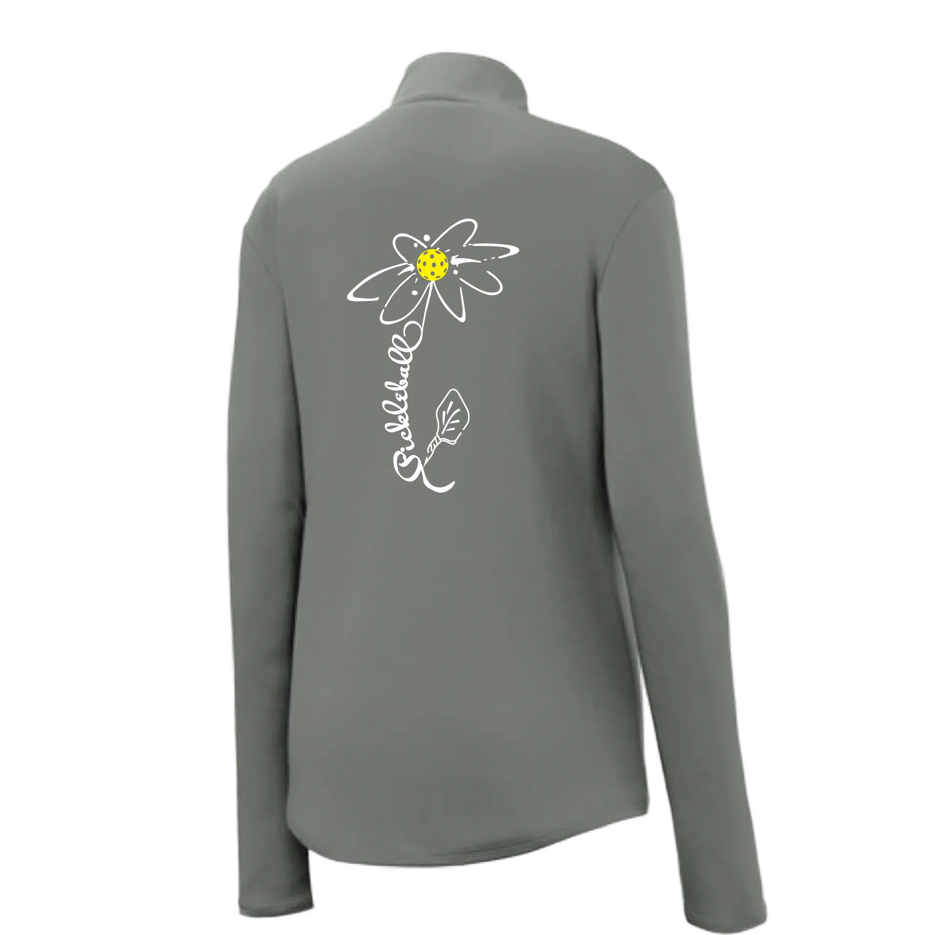 Pickleball Flower (Yellow, Cyan or Green) | Women’s 1/4 Zip Athletic Shirt | 100% Polyester