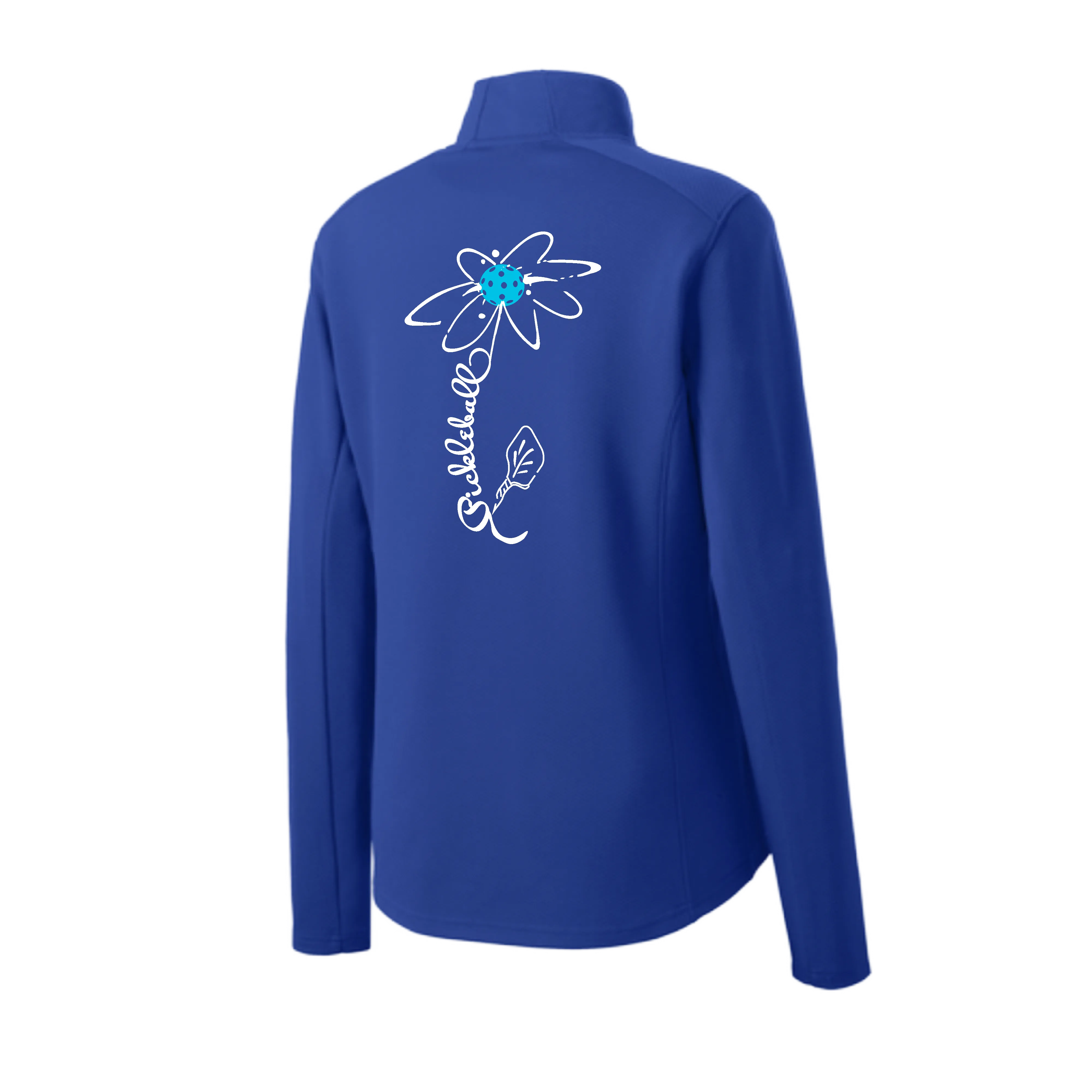 Pickleball Flower (Yellow, Cyan or Green) | Women’s 1/4 Zip Athletic Shirt | 100% Polyester