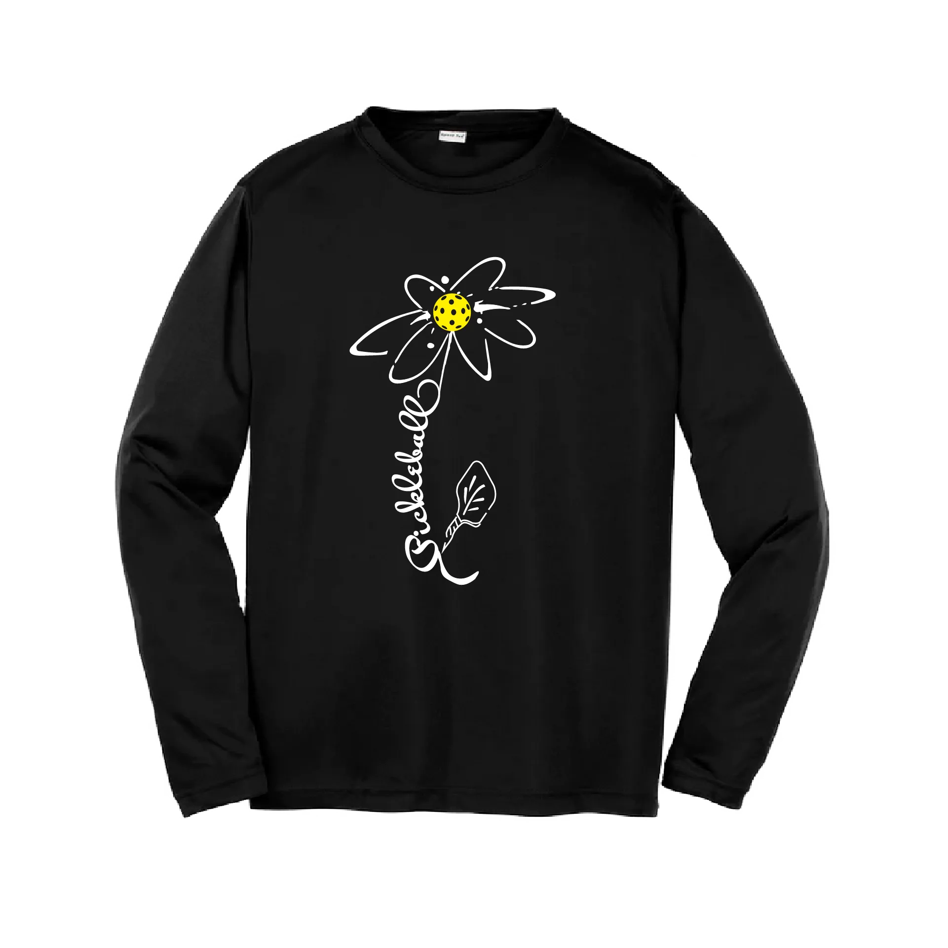 Pickleball Flower (Yellow, Cyan or Green)| Youth Long Sleeve Athletic Shirt | 100% Polyester