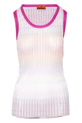 Pink Gradient Ribbed Knit Tank Top