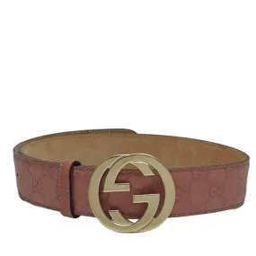 Pink Guccissima Leather Interlocking G Buckle Belt