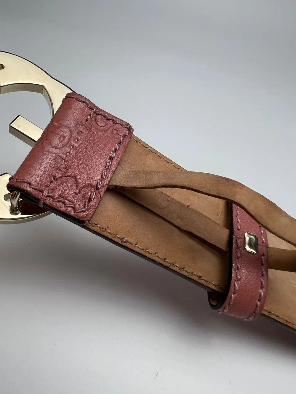 Pink Guccissima Leather Interlocking G Buckle Belt