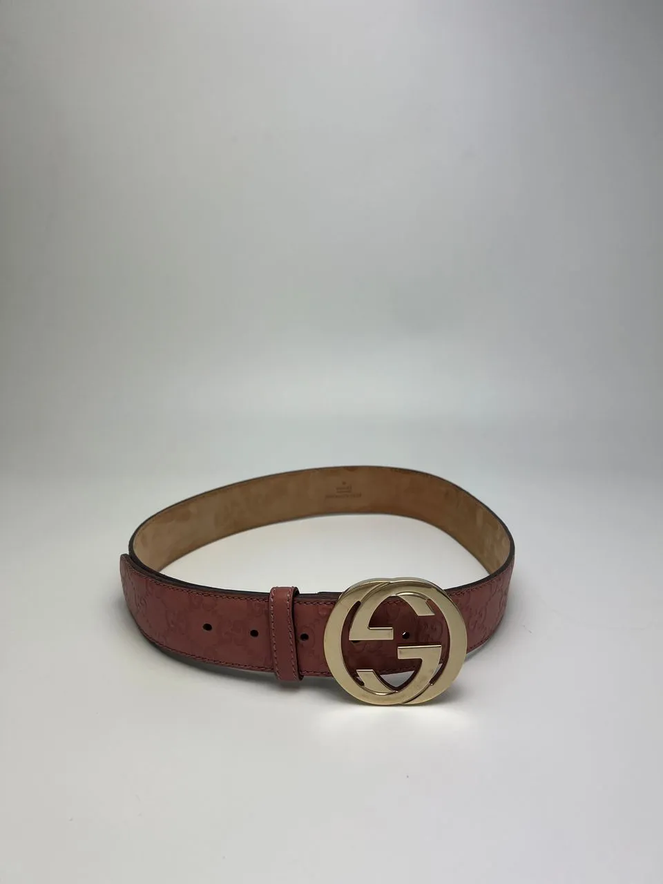 Pink Guccissima Leather Interlocking G Buckle Belt