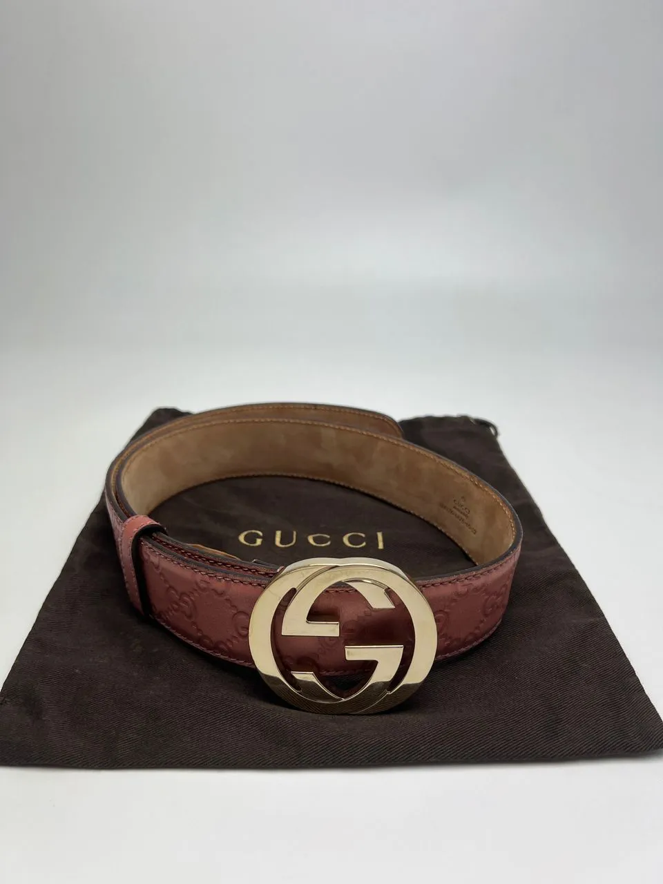 Pink Guccissima Leather Interlocking G Buckle Belt