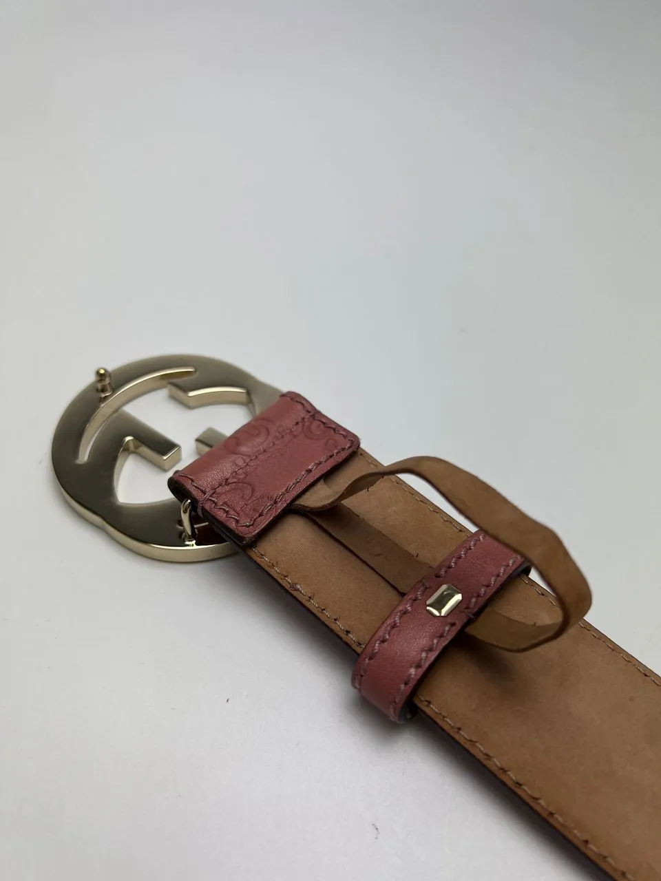 Pink Guccissima Leather Interlocking G Buckle Belt