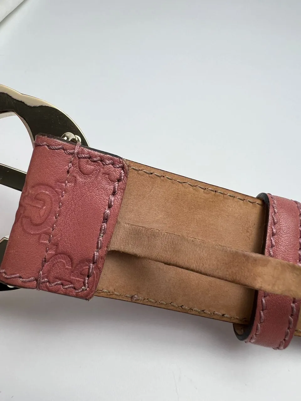 Pink Guccissima Leather Interlocking G Buckle Belt