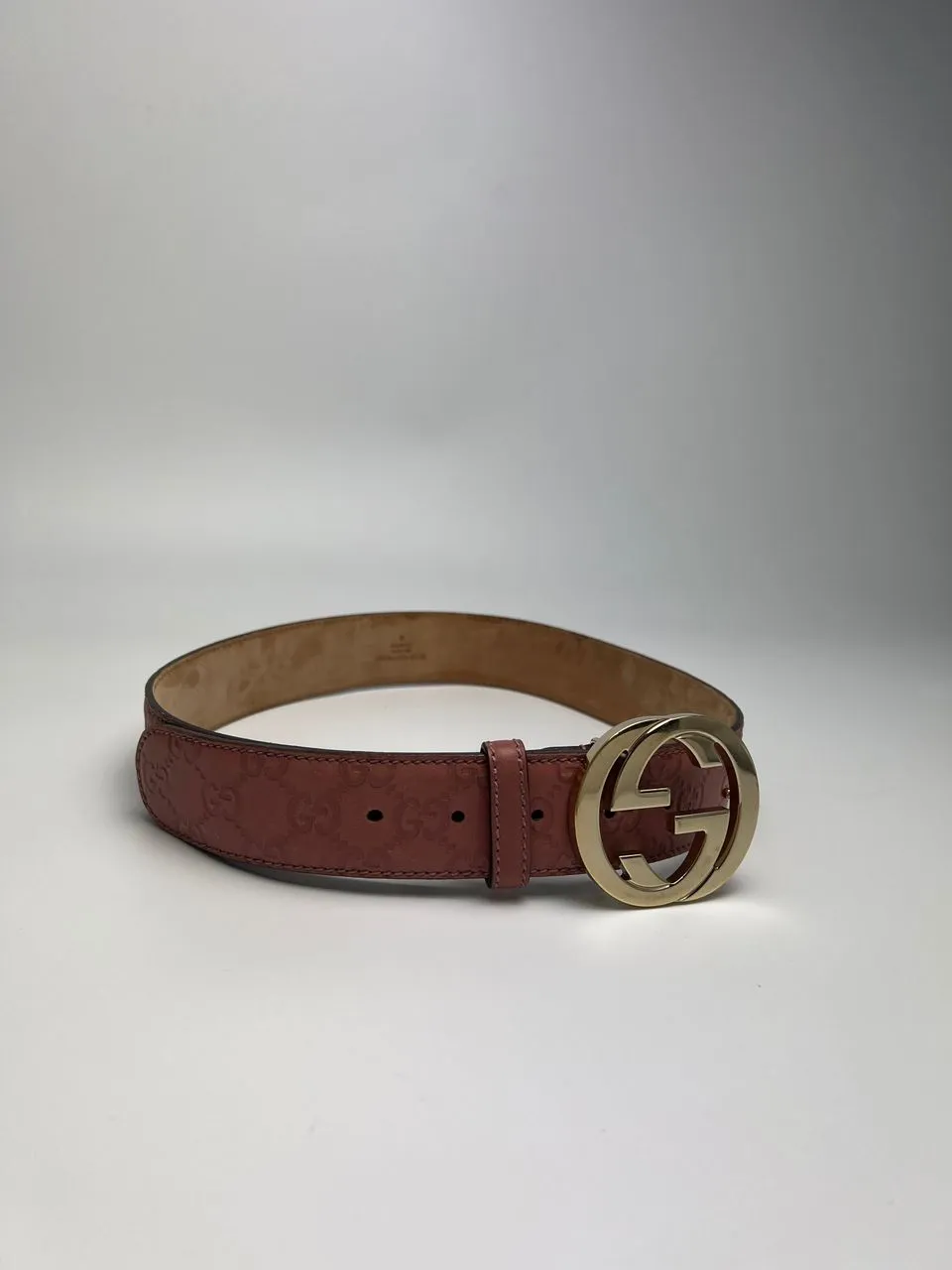 Pink Guccissima Leather Interlocking G Buckle Belt