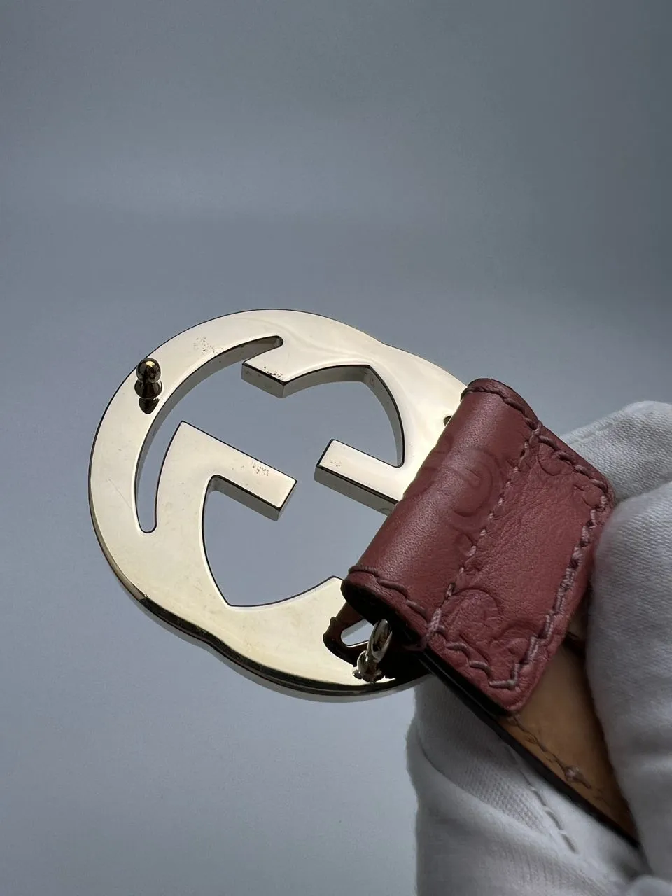 Pink Guccissima Leather Interlocking G Buckle Belt