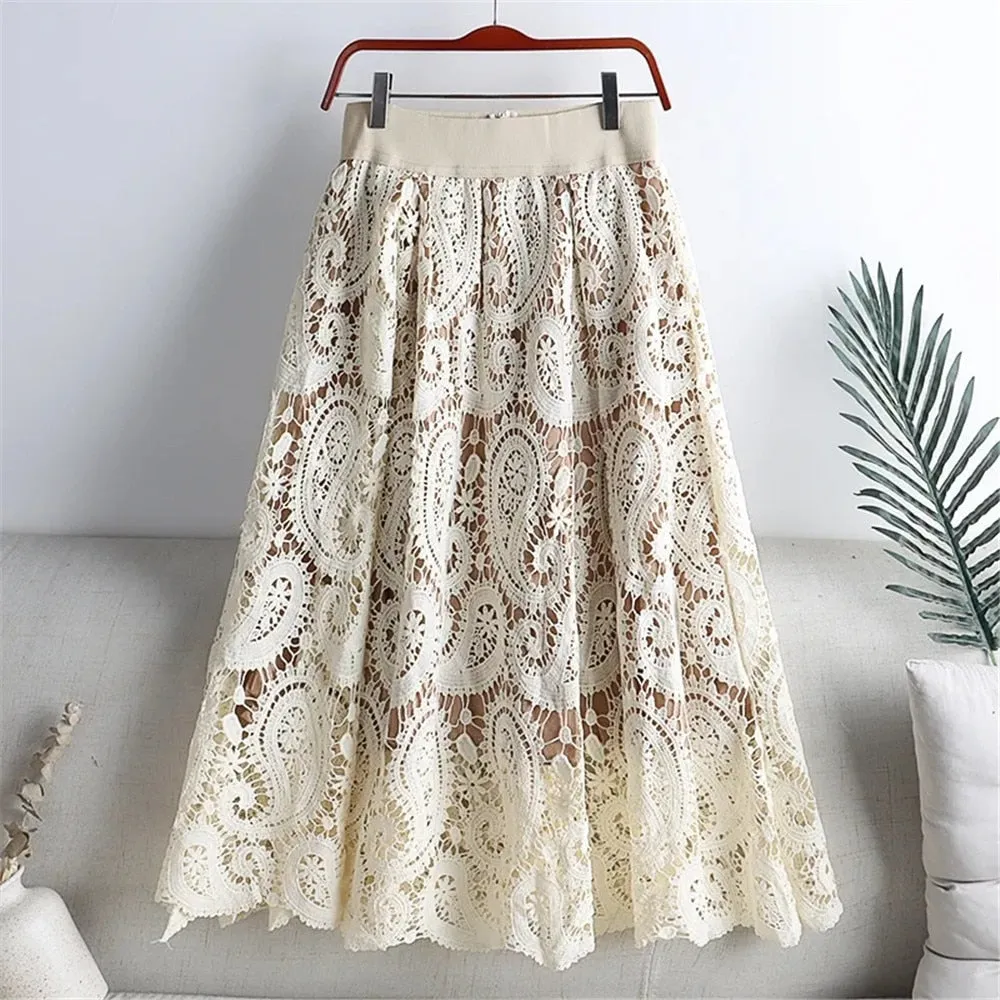 Pleated Lace Skirt (S - 5XL!)