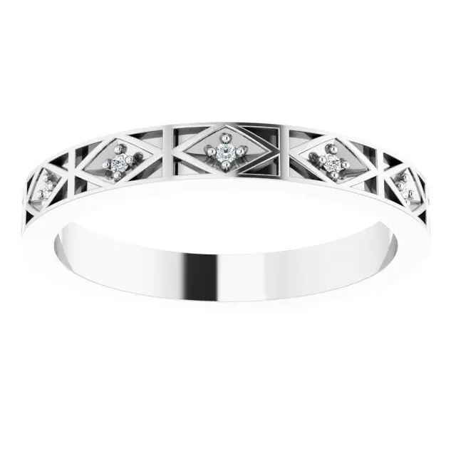 Prestine Moissanite or Diamond Full Eternity Modern Art Deco 0.05 CTW Band