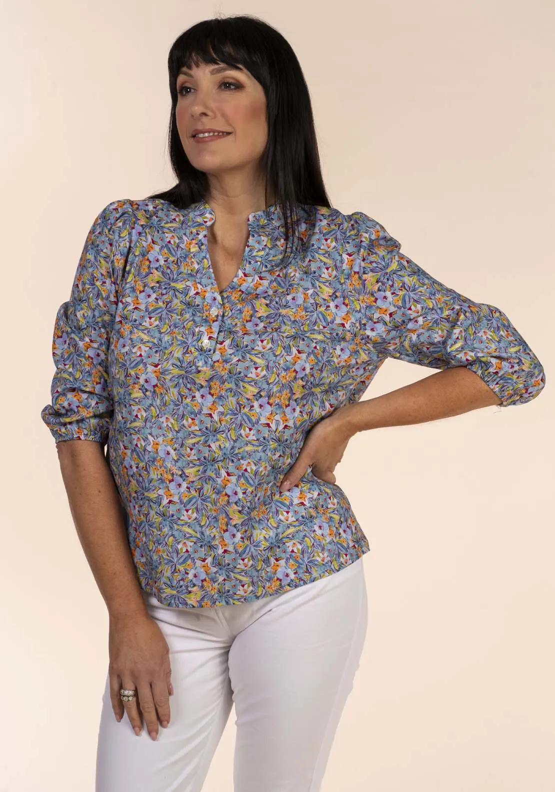 Print Blouse - Blue