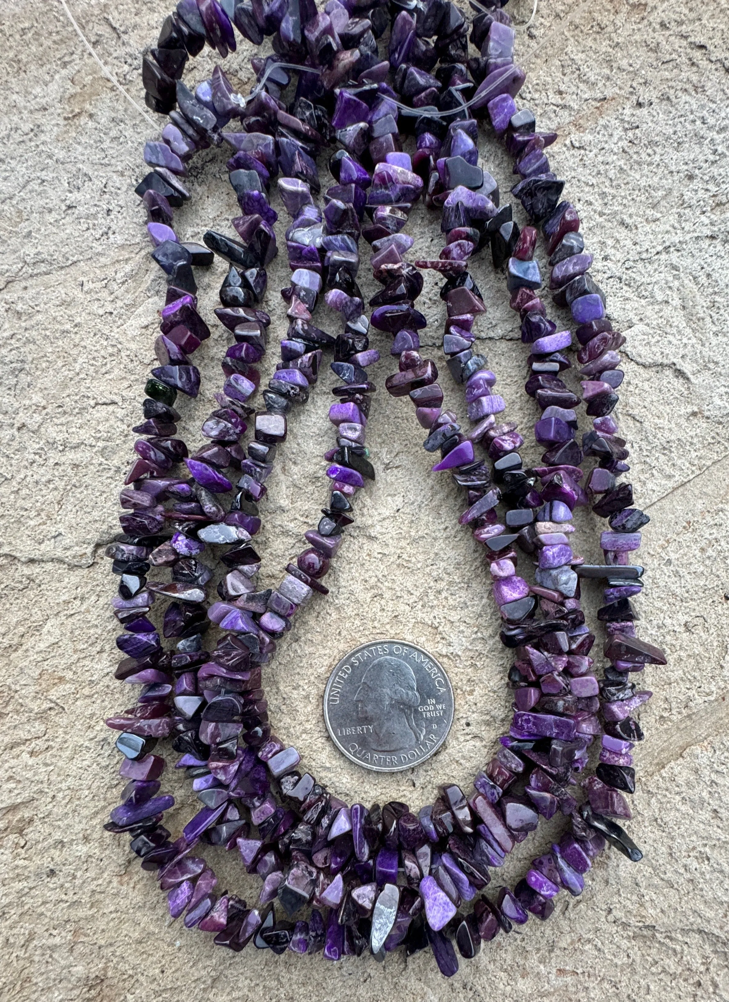 RARE Sugilite (South Africa) 6-10mm chip Bead Strand (16 Inch Strand)