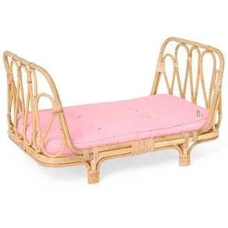 Rattan Dolls Day Bed - Vintage Pink