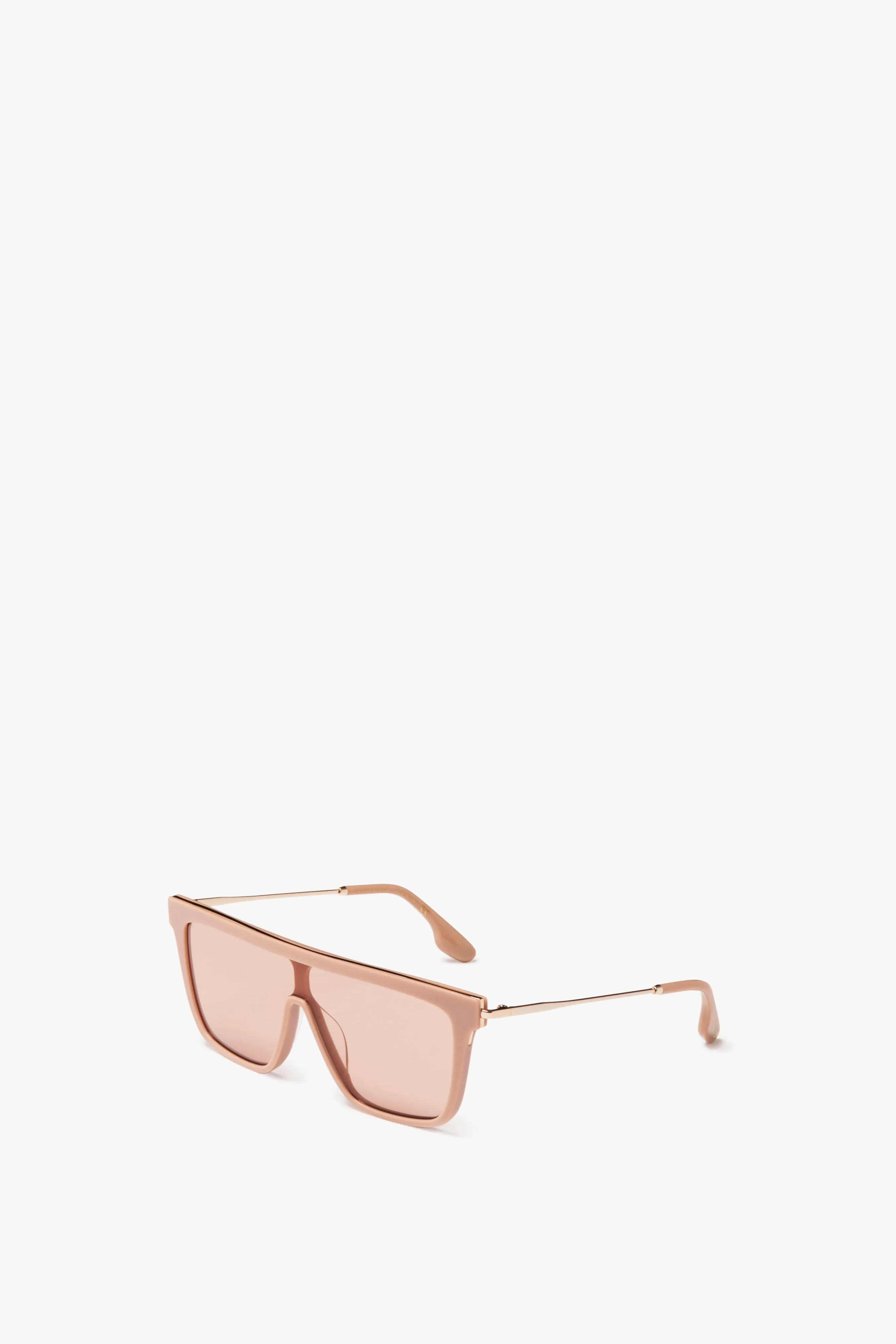 Rectangular Shield Sunglasses In Nude